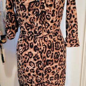 INC International Concepts Animal Print Long Sleeve Dress